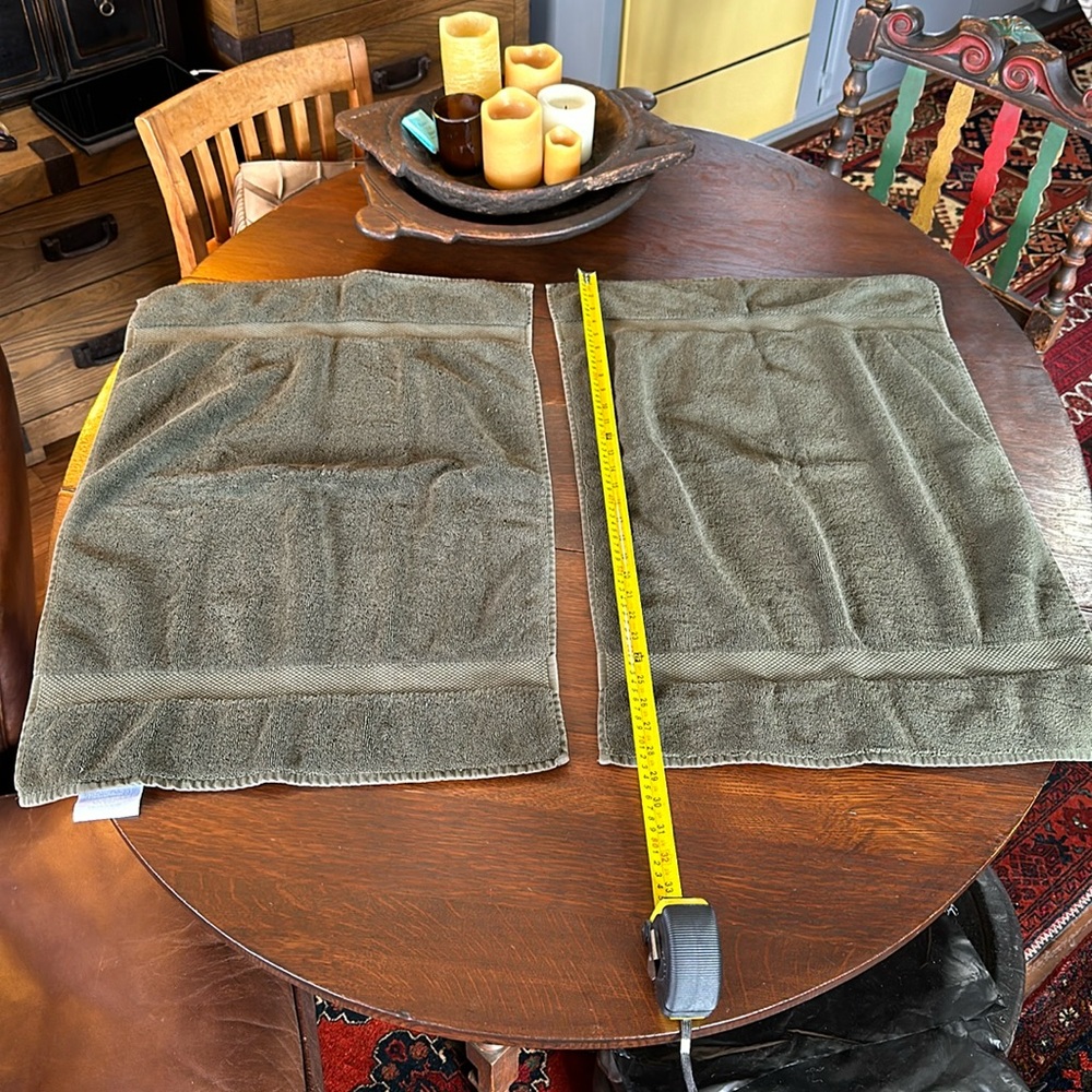 2 Restoration Hardware, gorgeous Forrest green, hand towel bundle. 19” x 28”.